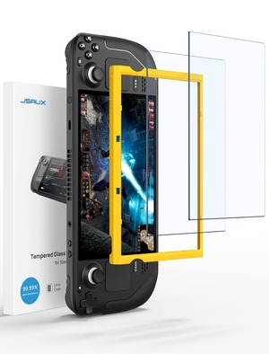 【新着特価】JSAUX スクリーンプロテクタースチームデッキ対応Ultra HD ガラスプロテクター 硬度9H ガイドフレーム付き キズ防止強化ガラス スチームデッキ対応 ツールキット付き