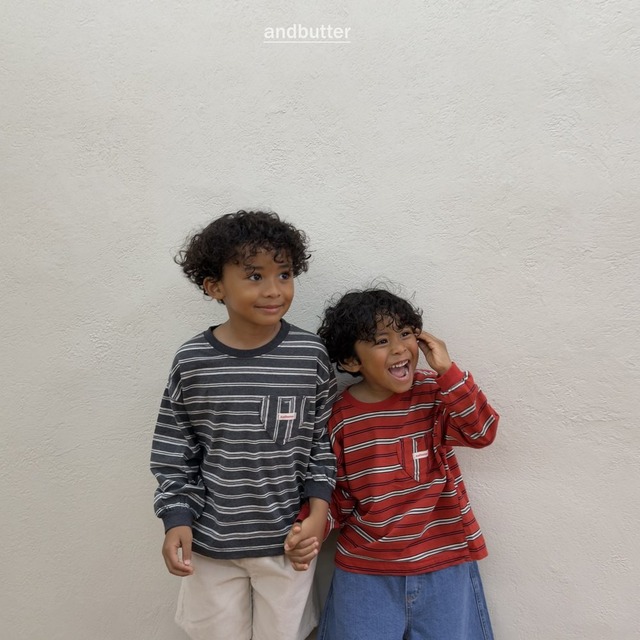 送料無料【予約】ANDBUTTER /Heart Pocket Stripe T