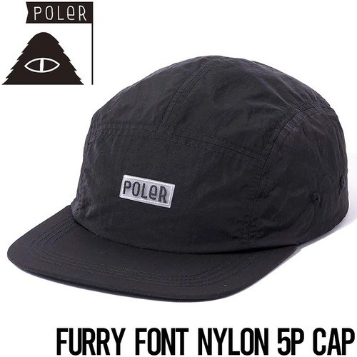 帽子 ストラップコードキャップ  POLeR ポーラー FURRY FONT NYLON 5P CAP 241MCV0294 BLK 日本代理店正規品