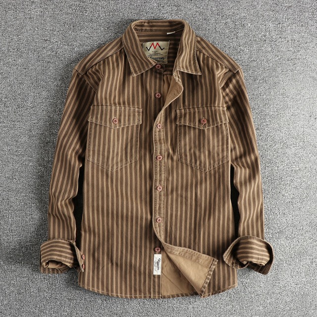striped men's long-sleeve shirt(GV508)