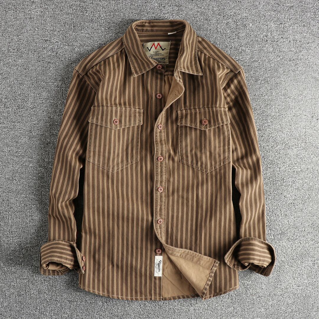striped men's long-sleeve shirt(GV508)