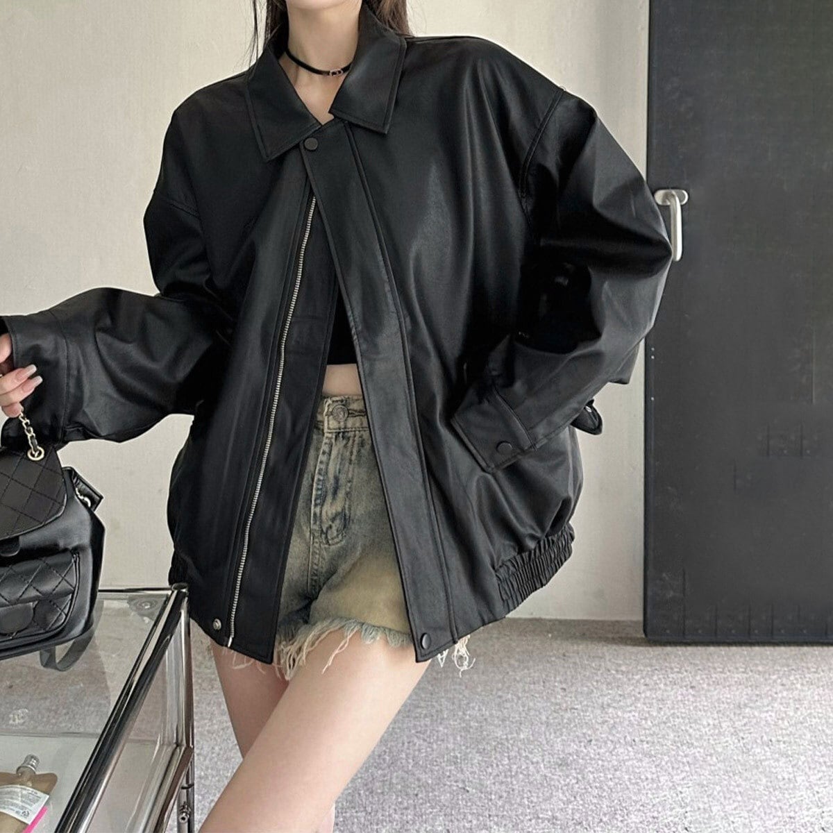 ライダース ジャケット PUレザー レディース 韓国 ブルゾン 秋冬 防寒 防風 大人 カジュアル ストリート 原宿系 レトロ 革ジャン レザージャケット アウター 大人可愛い 大人女子