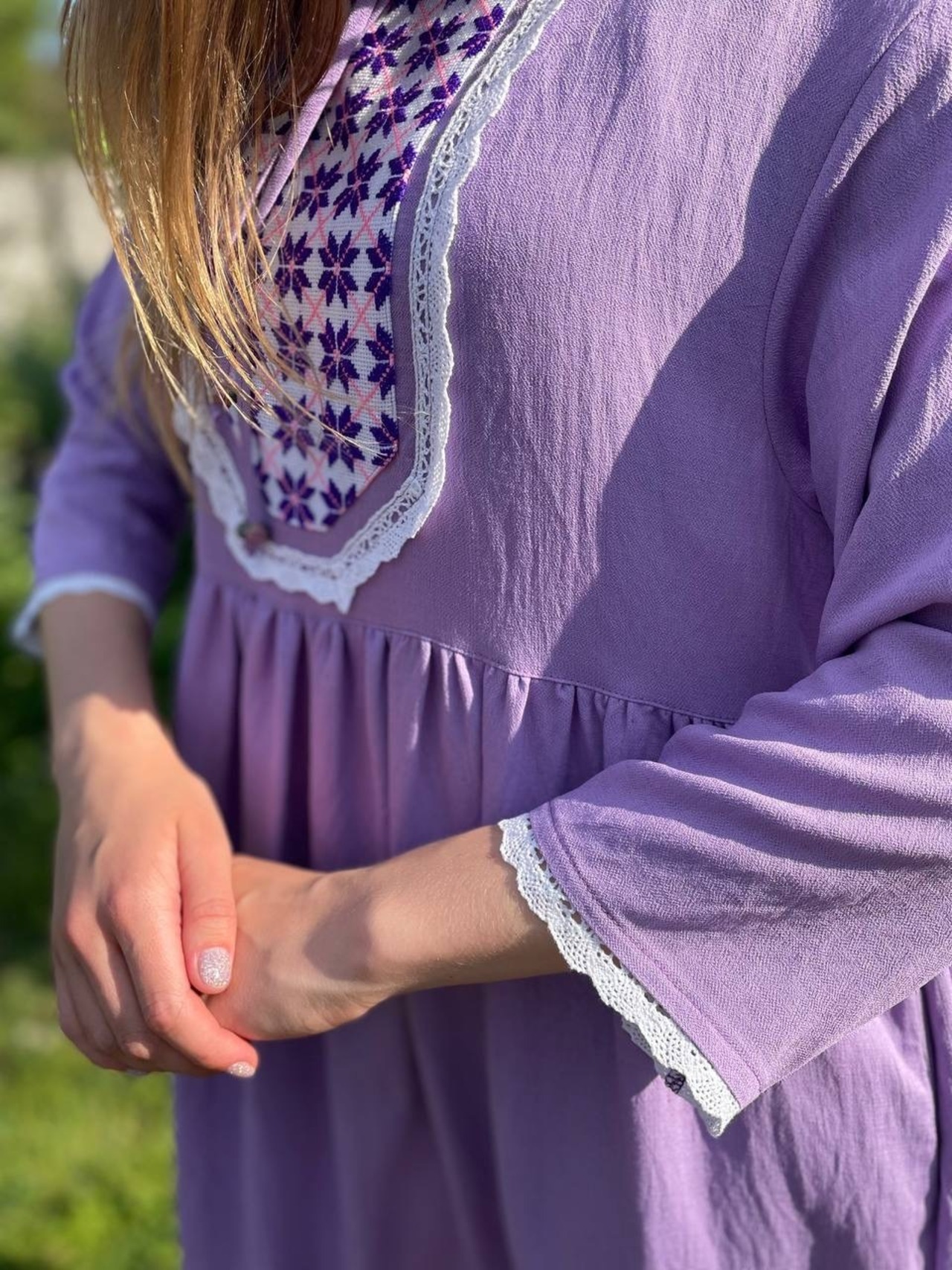 手刺繍ヴィシヴァンカ（ラベンダー）レディース・フリーサイズ - 12