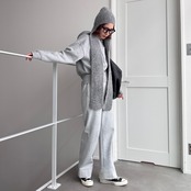 ロングフラップニットcap/ライトグレー