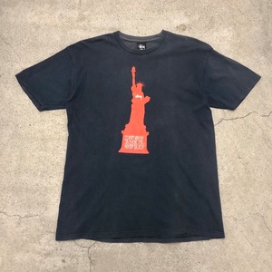 STUSSY/Statue of liberty print Tee/L/自由の女神プリントT/Tシャツ/ブラック/ステューシー