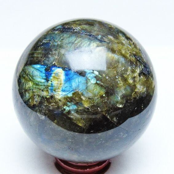 ラブラドライト 丸玉 78mm スフィア 置物 一点物 151-9139