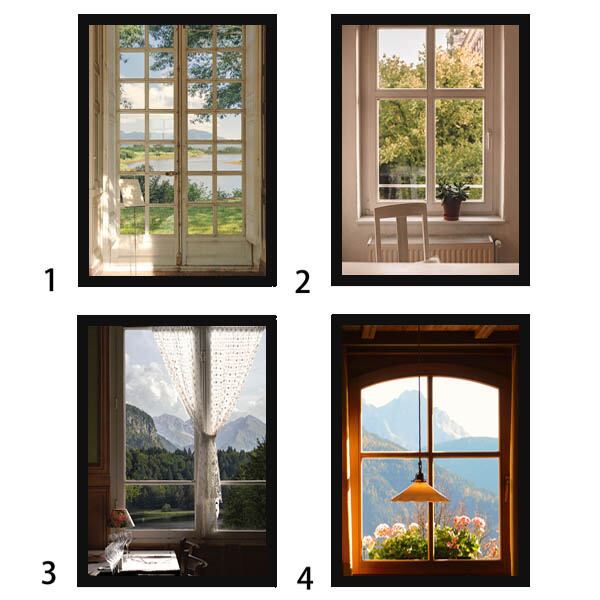 単品 33×43cm アートパネル 枠付き フレーム絵画 窓 ウィンドウ 窓の外