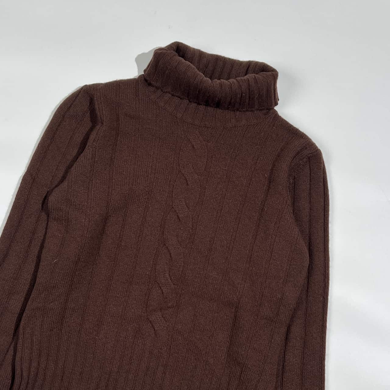 カシミヤ100% Lui Chantant ルイシャンタン タートルネック リブ編 ニット セーター 38/ブラウン レディース