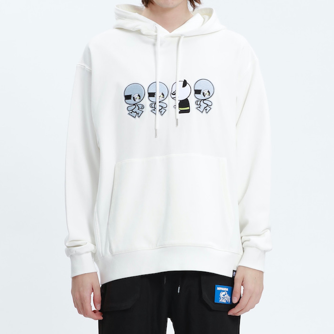 SALE 送料無料【HIPANDA ハイパンダ】メンズ フーディー スウェット MEN'S BRO PRINT BIG SIZE HOODIE SWEAT SHIRT / WHITE・BLACK