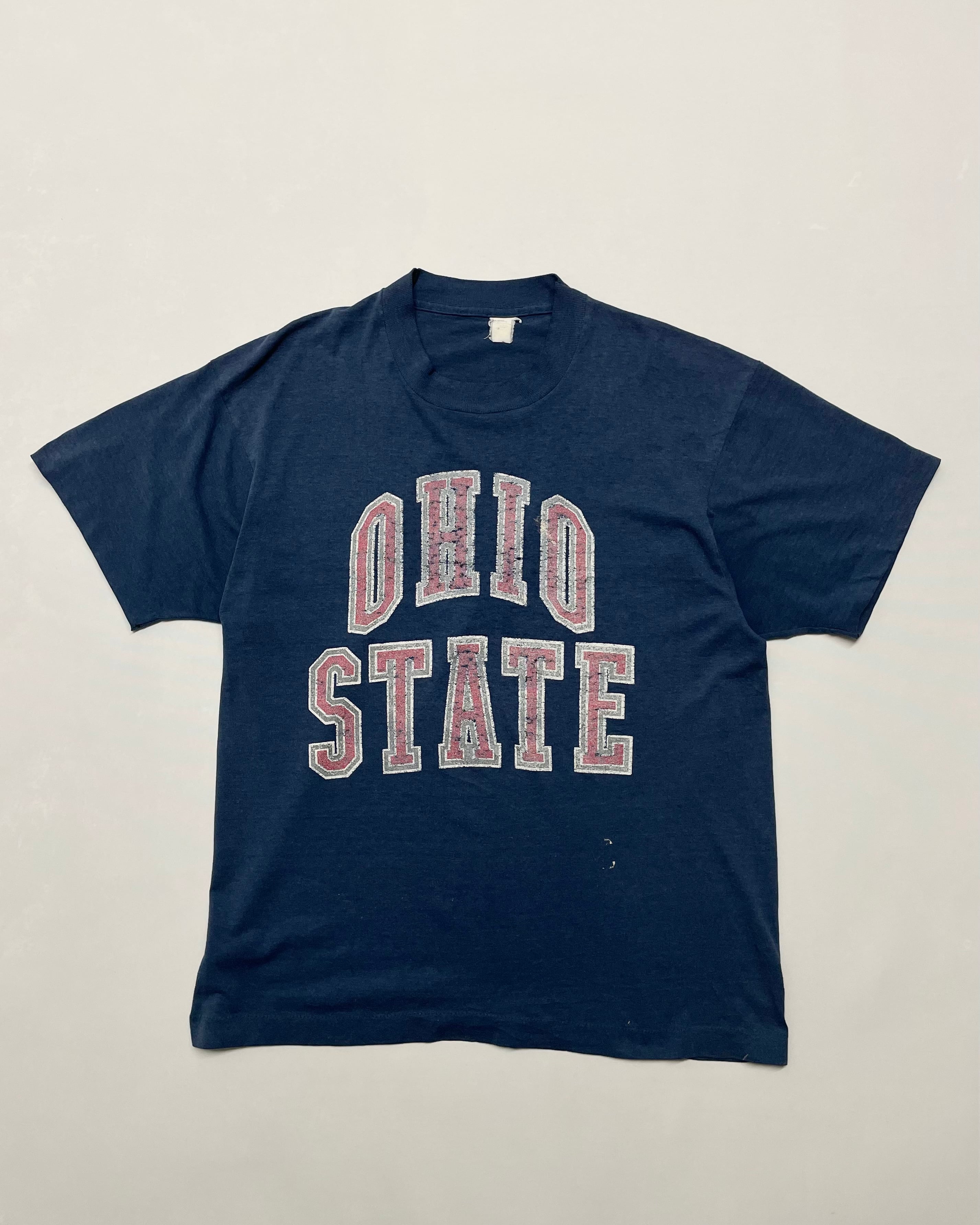 80s Velva Sheen "Ohio State" College Print Tee USA製