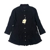 Mademoiselle NON NON マドモアゼルノンノン タグ付き ピンタック シワ加工 七分袖シャツ ブラック