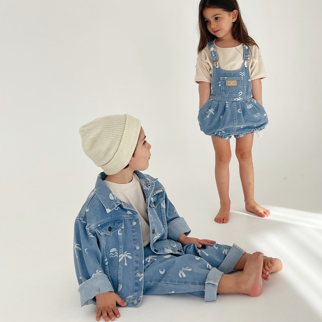 【TWIN COLLECTIVE×bamlovesboo】Bowie Bubble Romper - Cali Print Demim