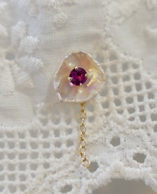 Birthstone pierced 7月"Ruby"