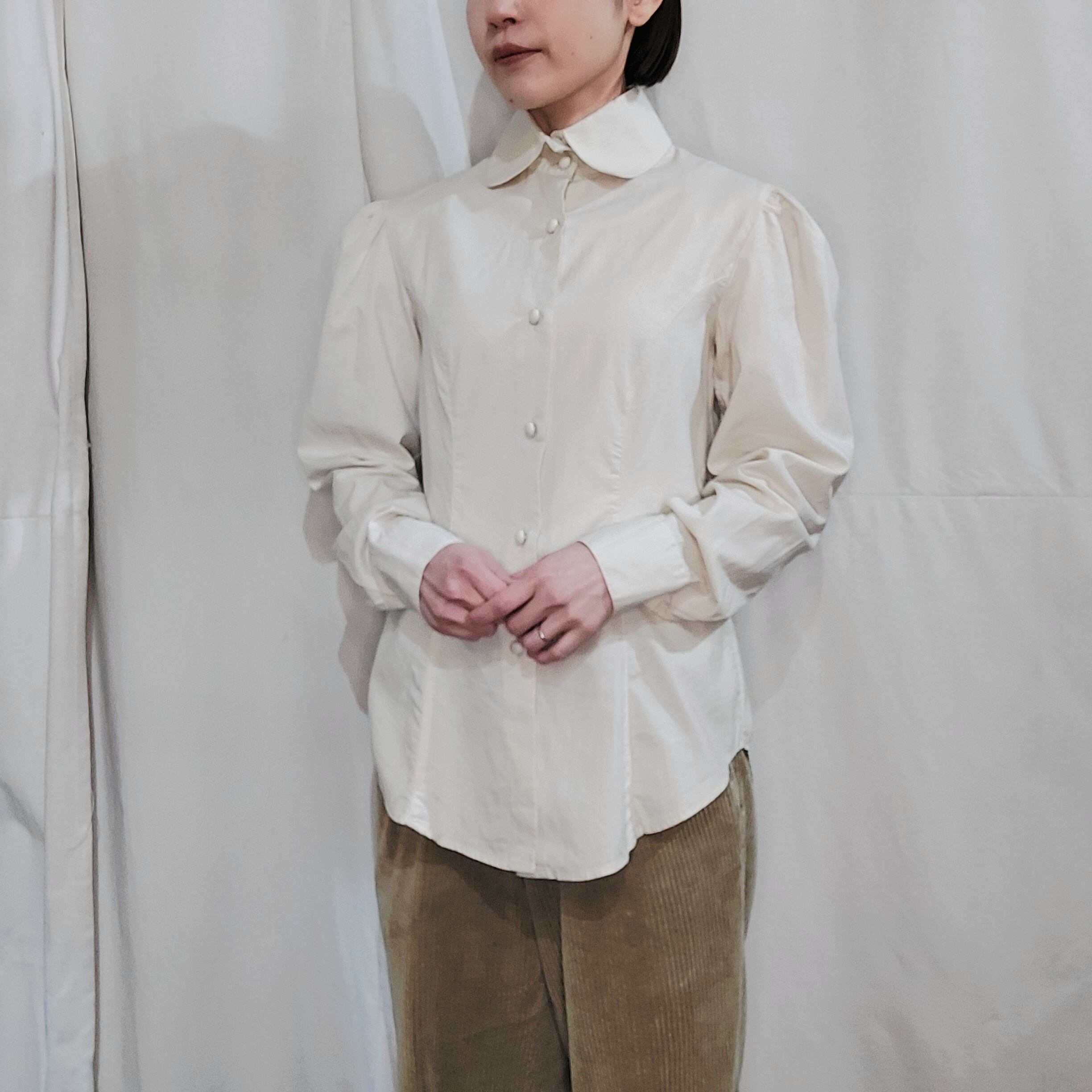 naraCAMICE Round collar puff sleeve blouse / Made in Italy[fa-738