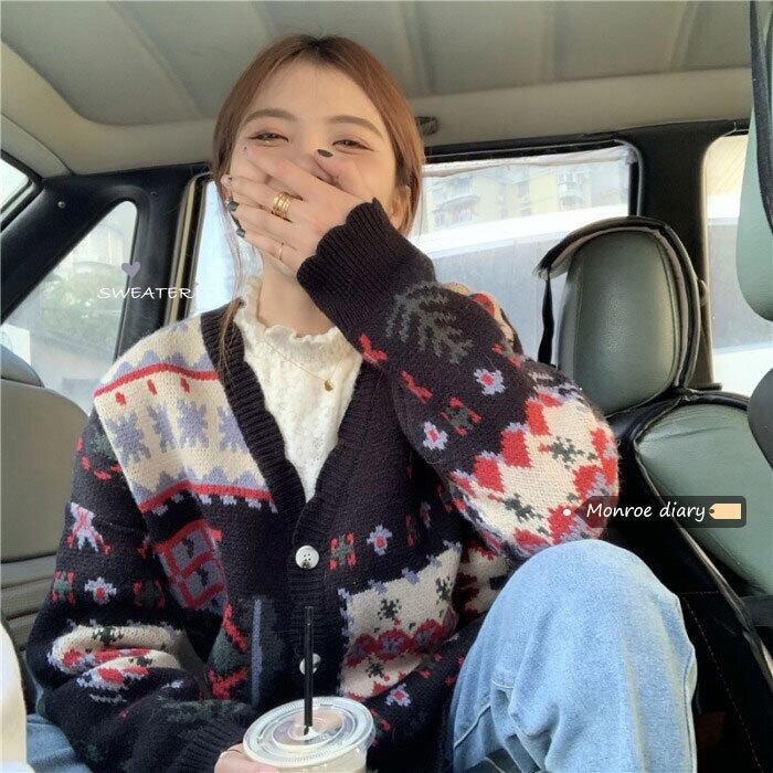 ヴィンテージカーディガンセーター スプリングVネックブラウス ジャケット 春物 ビンテージ モンロー77472784877