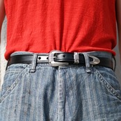TORY LEATHER   / 1 inch "3 -Piece Silver Buckle Belt(BLACK×NICKEL)