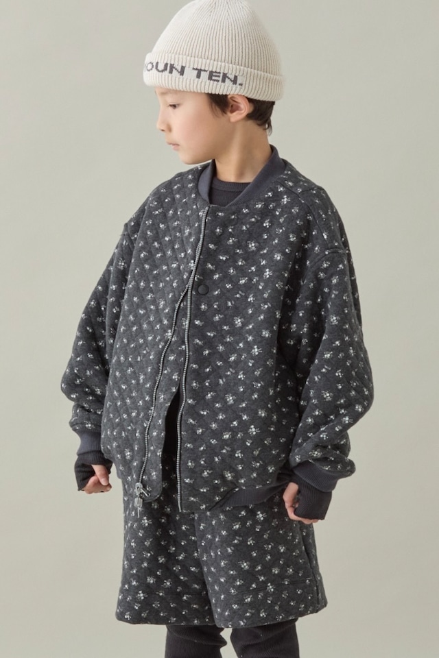 〈 MOUNTEN. 26AW 〉 flower quilt reversible blouson / MB41-2015a / KIDS / charcoal