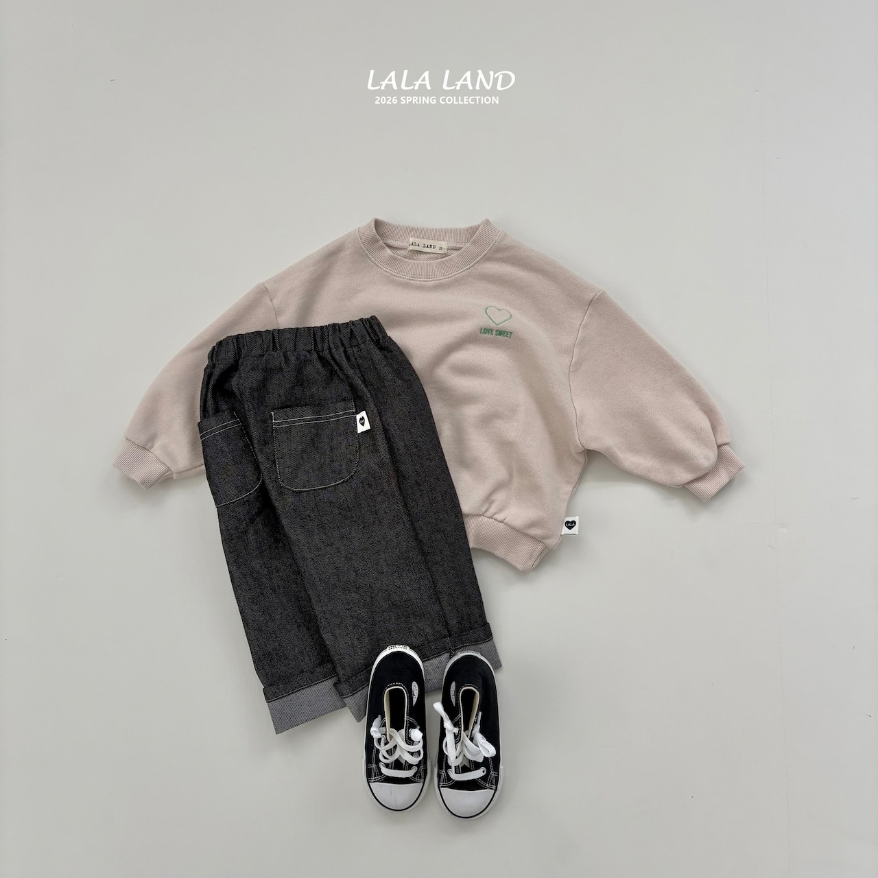 LALALAND 26/SS (Kids)Loll-up Stitch denim