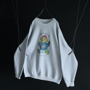 over silhouette " POLO BEAR " print design heather gray color sweat pullover