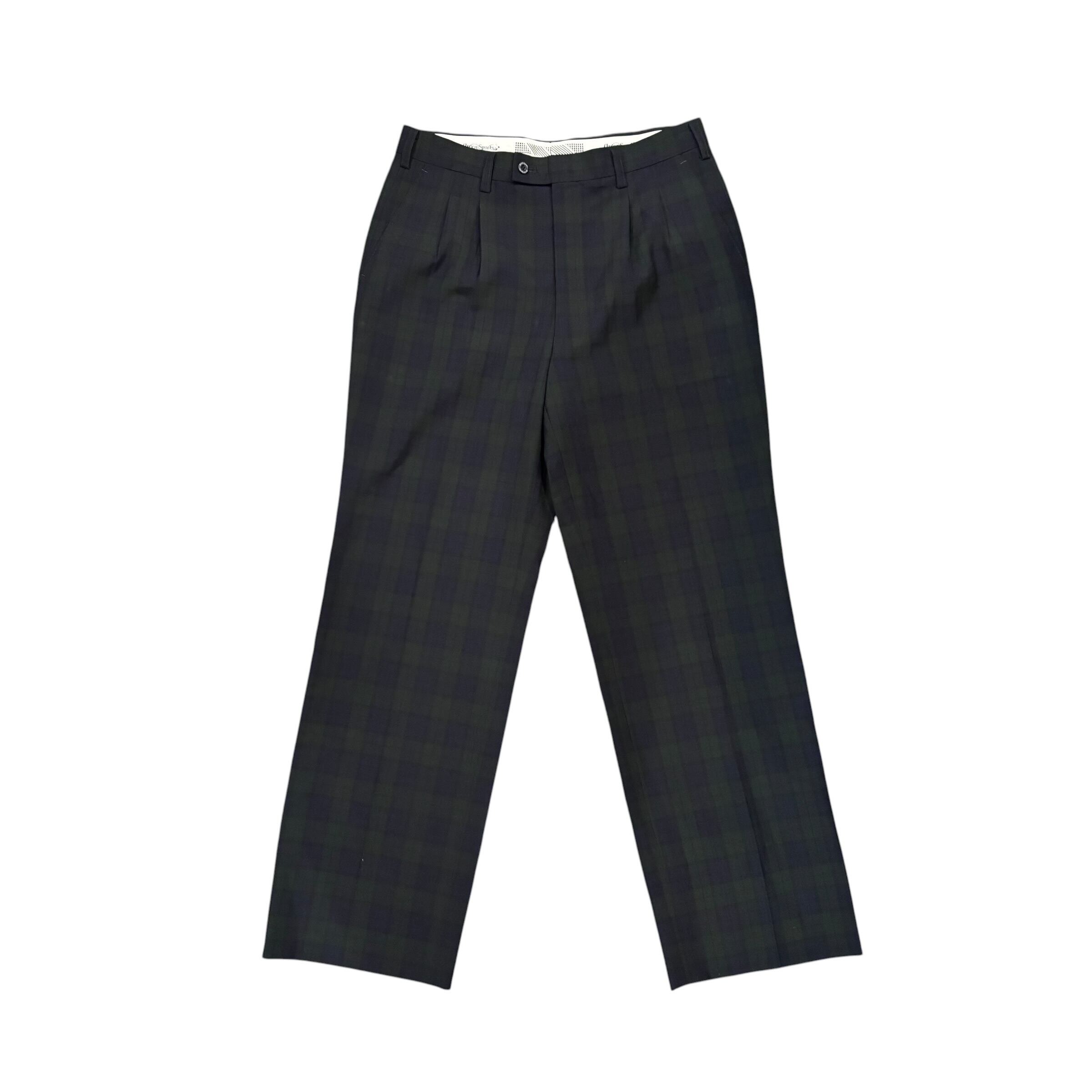 【古着】GREEN SPORTS Check Slacks (Green×Blue)