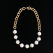 Cotton pearl & chain necklace