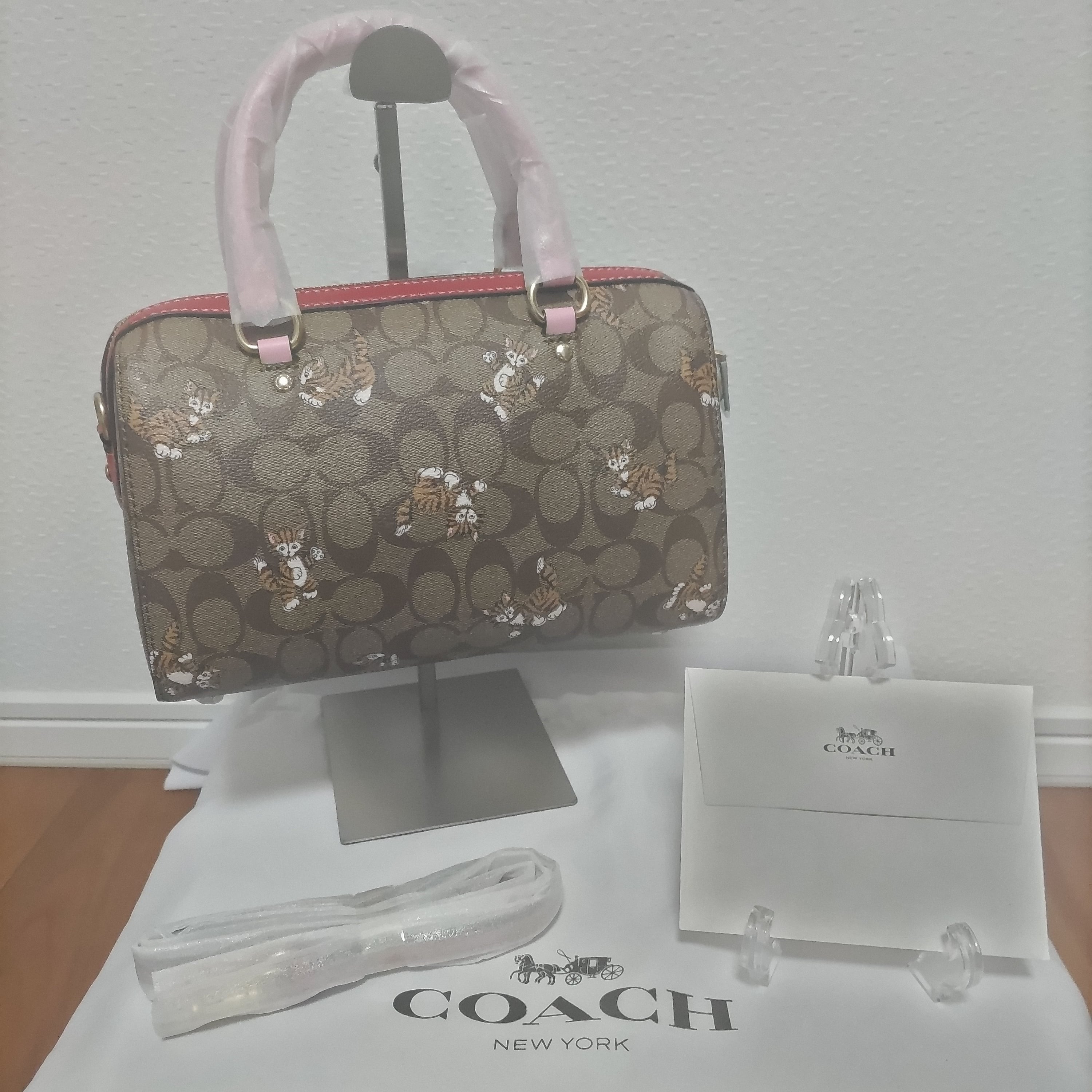 COACH コーチ ボストンバッグ ローアンサッチェル  キャット ネコ 猫