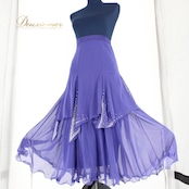 社交ダンス 衣装 スタンダード スカート レッスンウェア レディース オールシーズン 紫 ICHIOKU イチオク ラインストーン パープル系 レース キラキラ 高級感 練習着 おしゃれ お出かけ 脚長効果 エレガント シフォン素材 ダンス発表会 イベント 着脱簡単 フェミニン デザイン性 伸縮性 カジュアル ヘビロテ シーズンレス ロングスカート