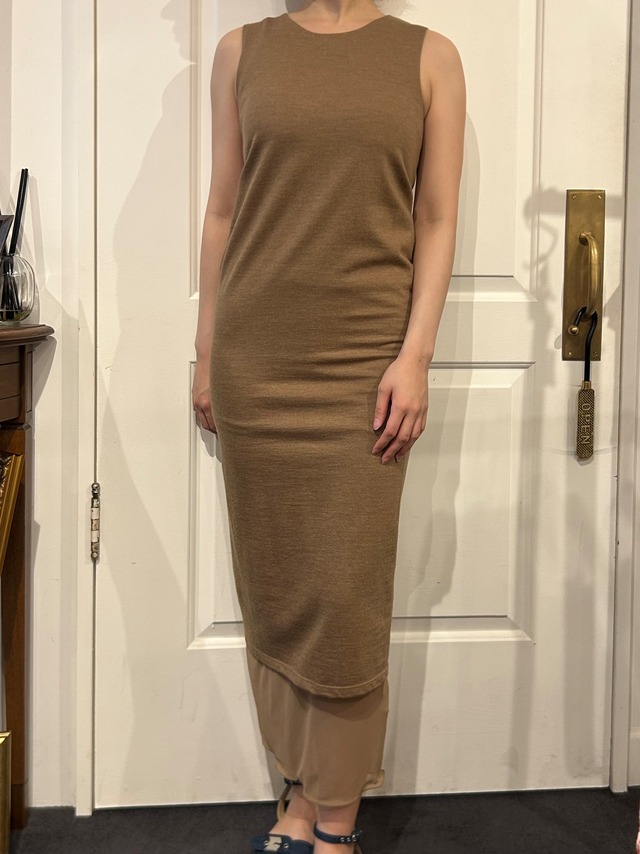 MAXMARA/ vintage brown sleeveless dress.
