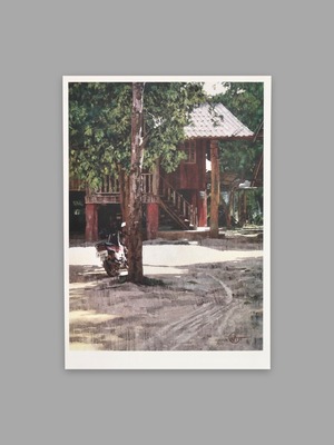 タイの風景 水彩画ポストカード|Thai Landscape Watercolor Postcard