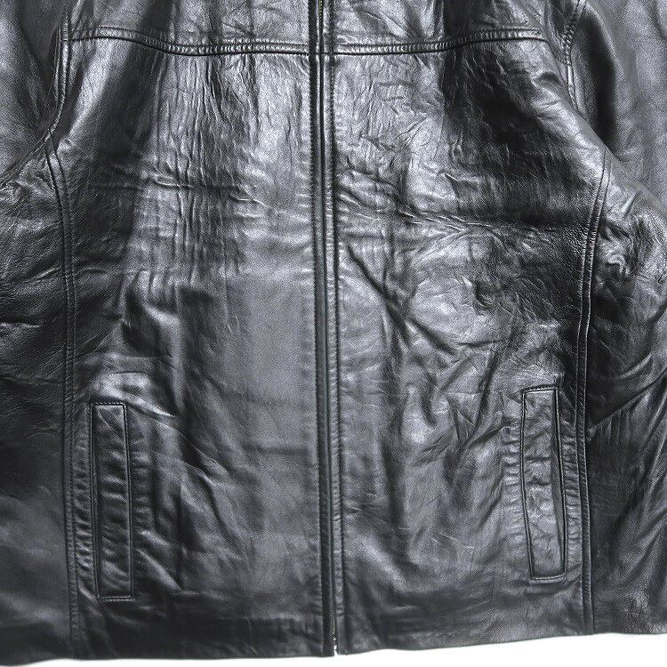 古着 JOHN ASHFORD 本革 レザー ジャケット ブルゾン ブラック 表記：L