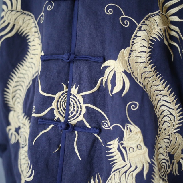 "刺繍×龍" loose silhouette special china shirt