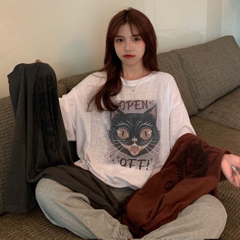 Tシャツ サマースタイル薄手ルーズロングトップス 大きめサイズ 夏物 YY-ファッション52629957540