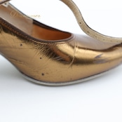 社交ダンス 衣装 スタンダード シューズ ブラウン系 リズム RHYTHM 靴 くつ ヒール レディース 光沢 ゴールド 金 茶 ストラップ 練習 レッスン 華やか ダンス衣装 ステージ イベント