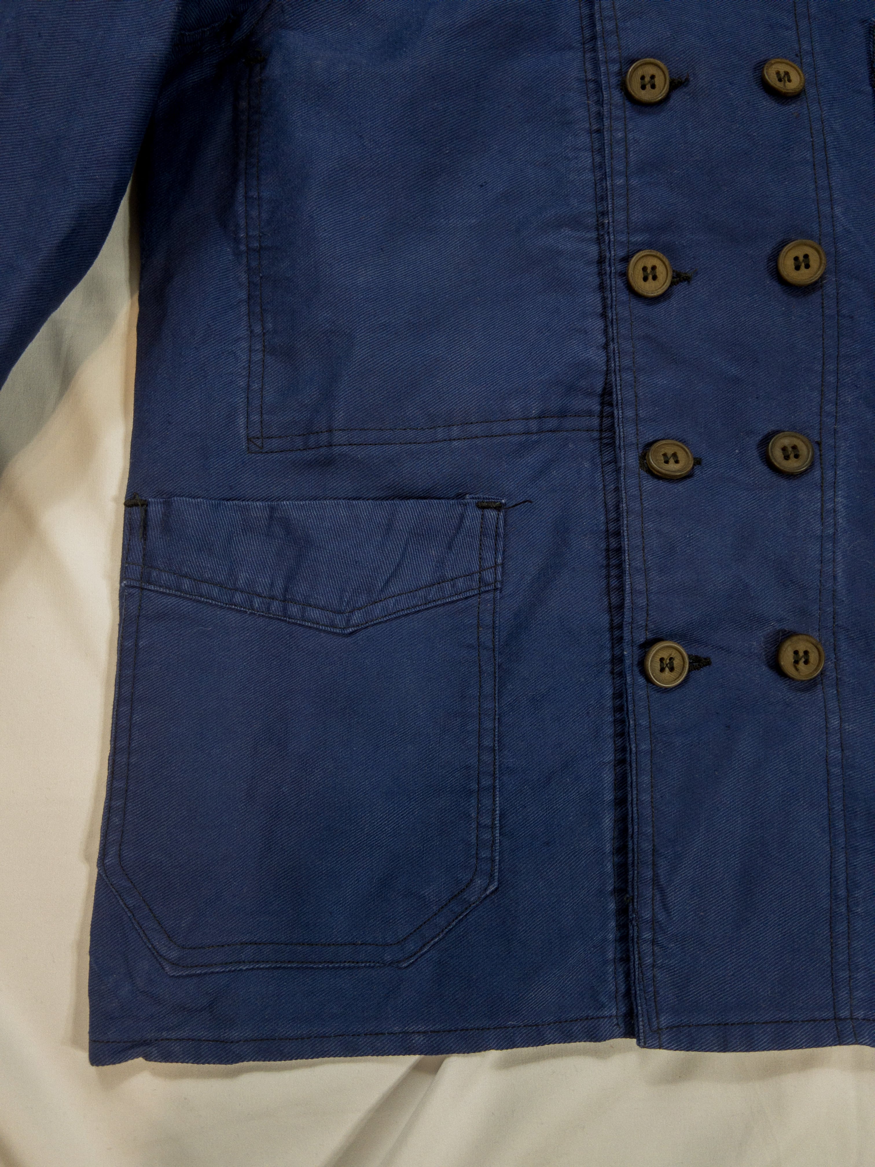 1930s】French Work Cotton Twill Double Breasted Jacket, with All