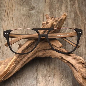 Wood Grain × Metal Two Bridge Glasses -boston- / ウッド グレイン × メタル ツーブリッジ フレーム メガネ -ボストン-
