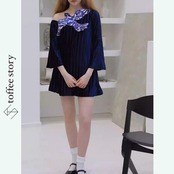 羽ばたくブルーバード：プリーツショートネイビーワンピース XU0109