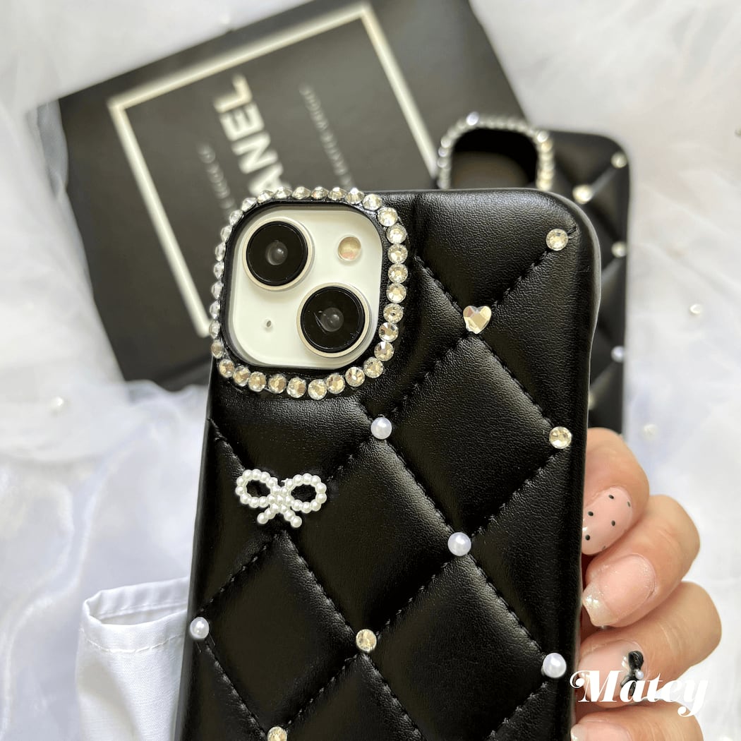 キルティングビジューiPhoneケース　BLK ダーリッチ Darich キルティングビジューiPhoneケース