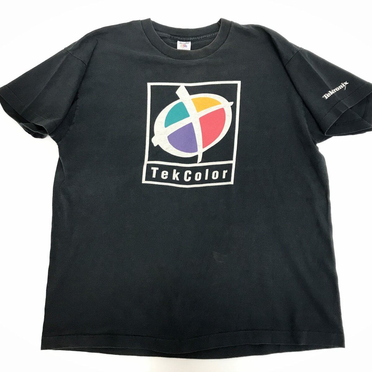 90年代 USA製 TEKTRONIX TEK COLOR 企業ロゴTシャツ ブラック XXL