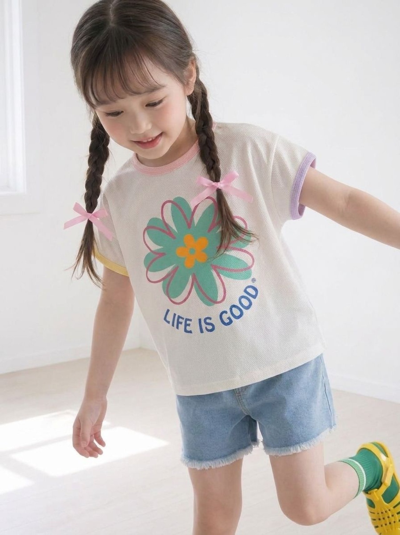 [Orangemom] Triple floral color block T-shirt (13/15) / [오렌지맘] 삼중꽃배색티셔츠 (13/15)