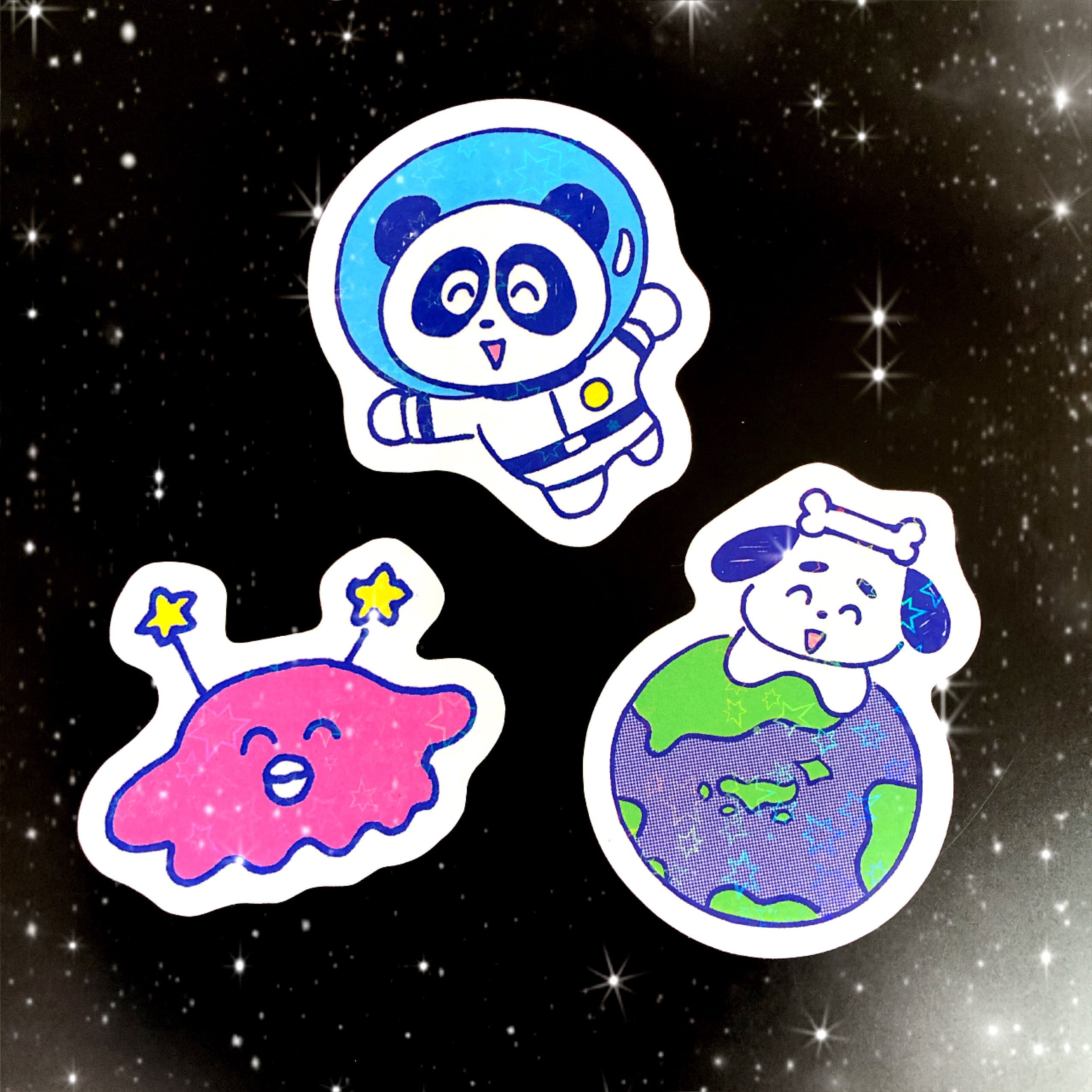 宇宙ペンギン☆キラキラホログラムステッカー | りかちゃんSHOP