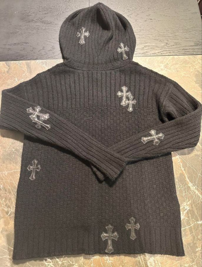 CHROME HEARTS クロムハーツ カシミヤ クロスパッチ ニットパーカー