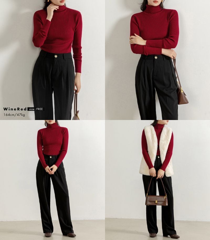 メール便】リブタートルネックセーター／tops2043 | DAY CLOSET