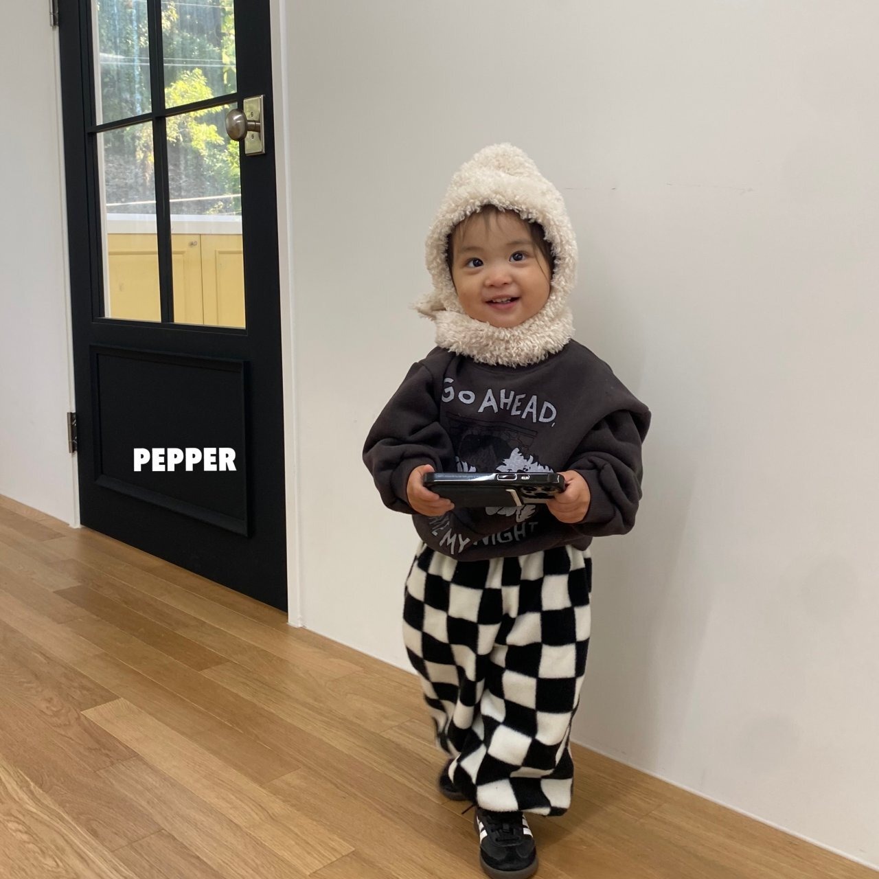 【Pepper】ネコスウェット  チャコール 80〜120cm 241121 - 6