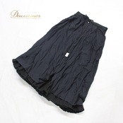 【美品 国産社交ダンス衣装】スカート レッスンウェア 練習着 黒 部落 プリーツ フリル 無地 シンプル 上品 清楚 シック 気品