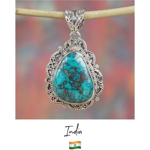【Made in インド】天然石 ターコイズ ペンダント ⁑ turquoise pendant