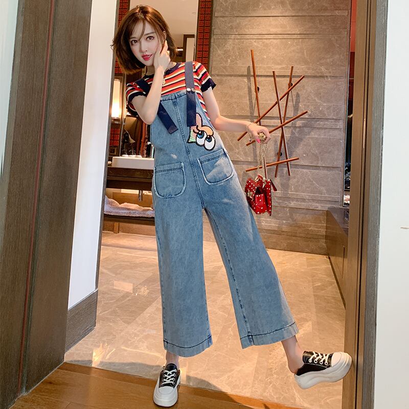 ストライプTシャツ ルーズワイドレッグパンツ セット スプリング 春物 ワイドパンツ MIUCO17391375071