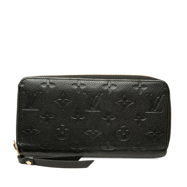 ルイ ヴィトン モノグラム アンプラント ジッピーウォレット 長財布 M28791 ノワール ブラック レザー レディース LOUIS VUITTON 中古