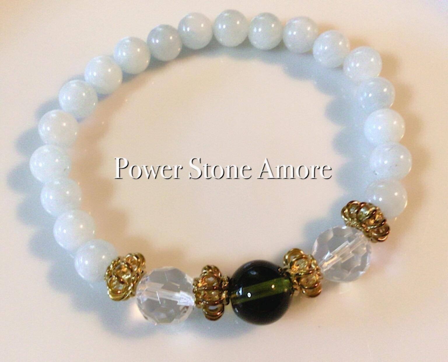 モルダバイト・アクアマリン・水晶　天使のブレスレット | 天使のパワーストーンブレスレット《公式》専門店｜アモーレ