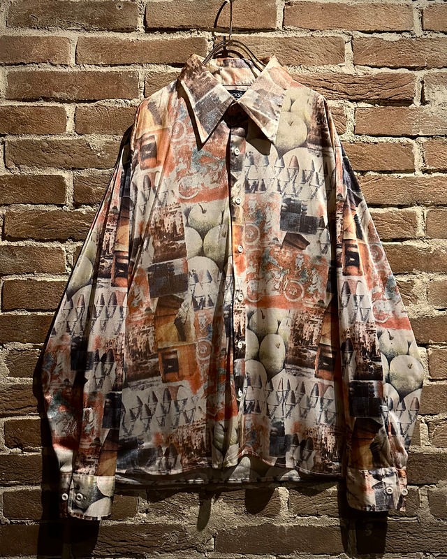 【Caka act3】70’s “Brigade by Arrow” Art Pattern Vintage L/S Shirt