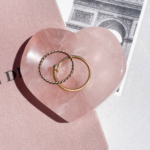 Rose Quartz Bowl Heart 6 ✧ ローズクオーツ